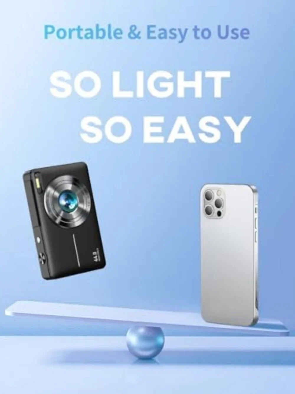 FHD 1080P Digital Point and Shoot Camera for Kids & Teens, 32GB Memory Card